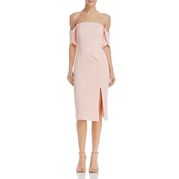 Elliatt Acacia Soft Peach Off Shoulder Midi Dress Small NWT - Picture 1 of 13